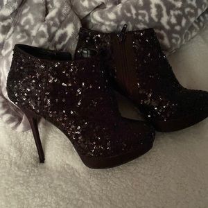 Black sequent stiletto ankle boots